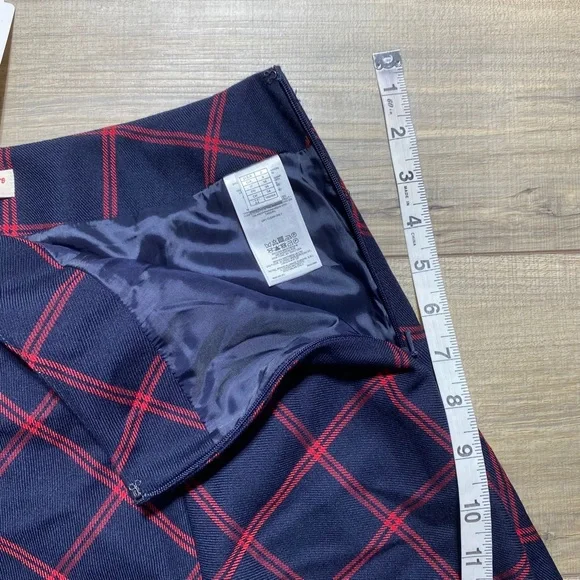 Brooks‎ Brothers Red Fleece Womens Plaid Wool Ruffle Front Skirt Size 2 Blue Red - Picture 6 of 13